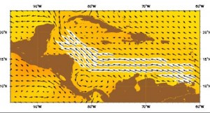 Ocean currents through the Caribbean